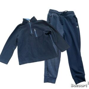 Sz 5/6  Boys Blue Pullover Sweatshirt And 2 Tone Pants L.L. Bean 365 Kids